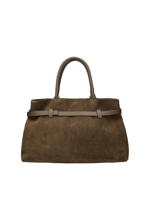 Women's Genuine Leather Handbag – Mocha – Made in Italy - Chiara Ferretti