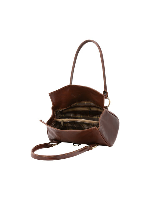 Women's Leather Doctor Bag with Double Zip Pockets – Brown – Made in Italy - I Fratelli