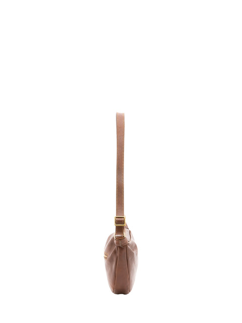 Genuine Leather Crossbody Shoulder Bag - Brown - Alessia Firenze