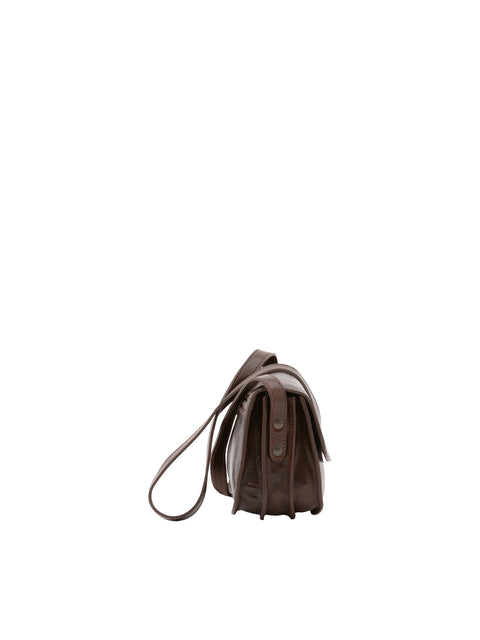Women's Vacchetta Leather Triple Compartment Crossbody Bag – Dark Brown – Made in Italy - I Fratelli