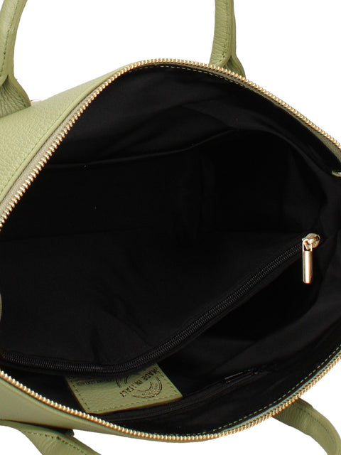 Women's Genuine Leather Handbag – Green – Made in Italy - Chiara Ferretti