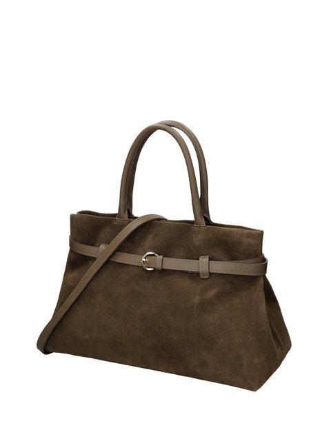 Women's Genuine Leather Handbag – Mocha – Made in Italy - Chiara Ferretti