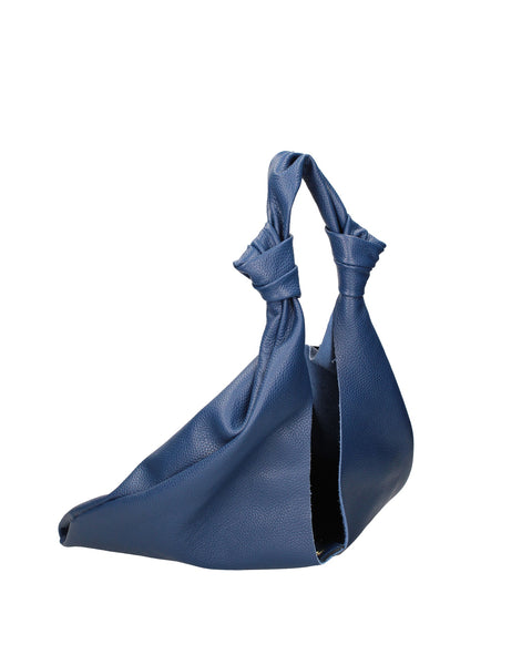 Blue Genuine Leather Leather Shoulder Tote Bag Made in Italy – Blue - Viola Castellani