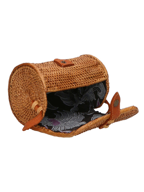 Women's Handwoven Rectangular Rattan Crossbody Bag with Leather Closure – Made in Italy - Gave Lux