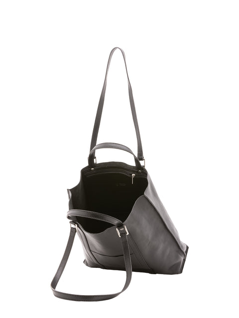 Genuine Leather Tote Shoulder Bag - Black - Alessia Firenze