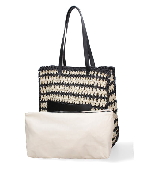 Black Woven Straw Shoulder Bag Made in Italy – G12 - Viola Castellani