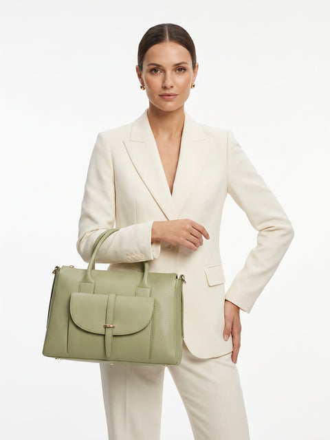 Women's Genuine Leather Handbag – Green – Made in Italy - Chiara Ferretti