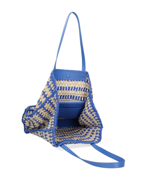 Blue Woven Straw Shoulder Bag Made in Italy – G88A - Viola Castellani