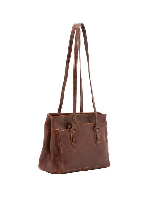 Women's Vacchetta Leather Classic Shoulder Bag – Brown – Made in Italy - I Fratelli