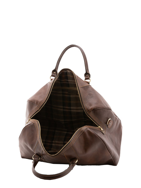 Extra Large Leather Travel Bag - Dark Brown - Alessia Firenze