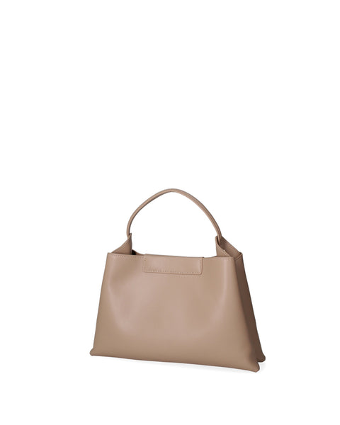 Taupe Regenerated Leather Top Handle Handbag Made in Italy – Taupe - Viola Castellani