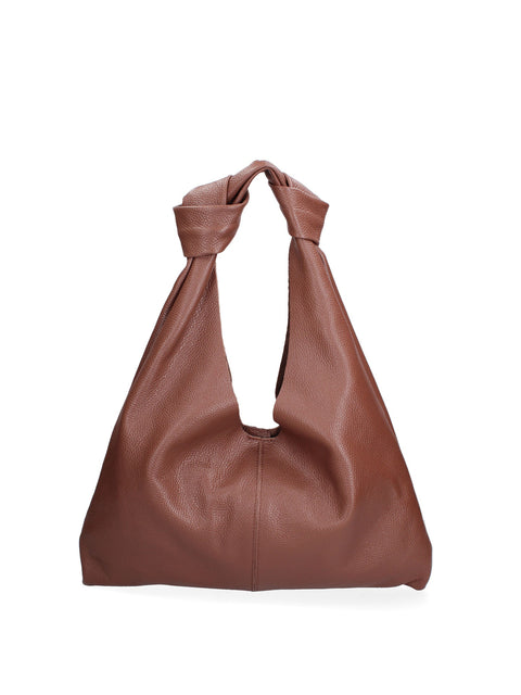 Brown Genuine Leather Leather Shoulder Tote Bag Made in Italy – Brown - Viola Castellani