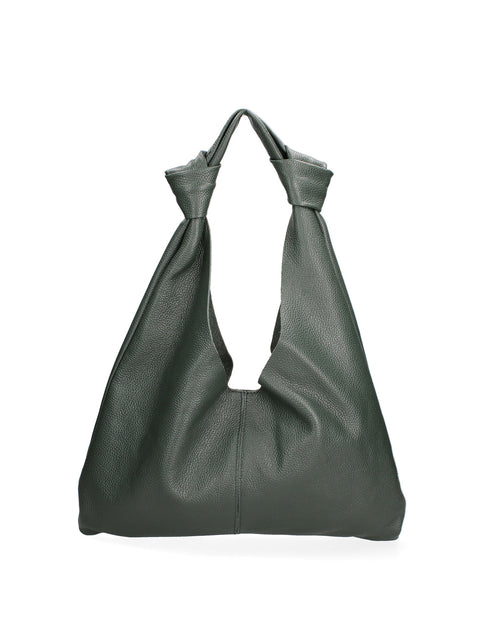 Green Genuine Leather Leather Shoulder Tote Bag Made in Italy – Scuro - Viola Castellani