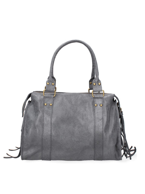 Women's Genuine Leather Handbag – Ash Grey – Made in Italy - Chiara Ferretti
