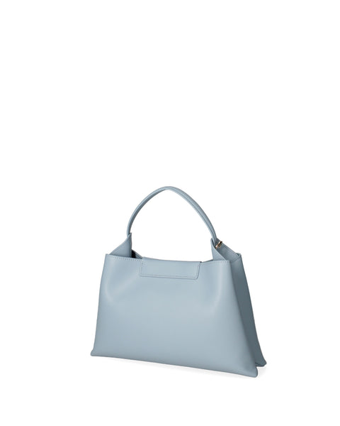 Regenerated Leather Top Handle Handbag Made in Italy – Sky Blue - Viola Castellani