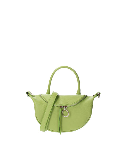 Green Genuine Leather Leather Top Handle Handbag Made in Italy – Green - Viola Castellani