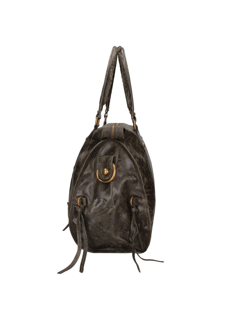 Women's Genuine Leather Shoulder Bag – Dark Military Green – Made in Italy - Gave Lux