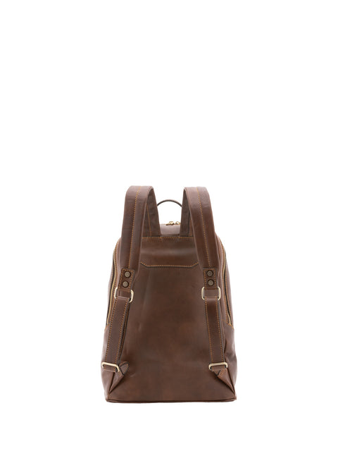 Large Genuine Leather Backpack - Dark Brown - Alessia Firenze