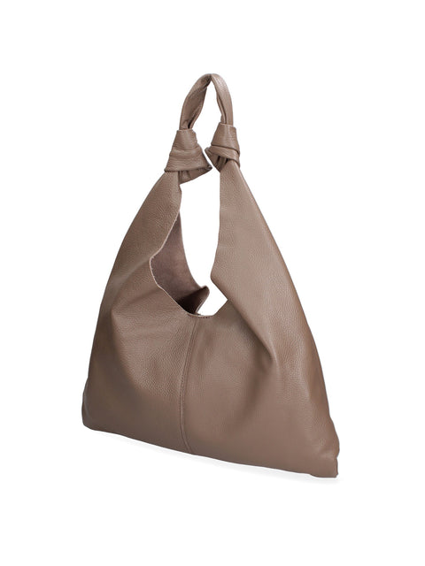 Taupe Genuine Leather Leather Shoulder Tote Bag Made in Italy – Taupe - Viola Castellani