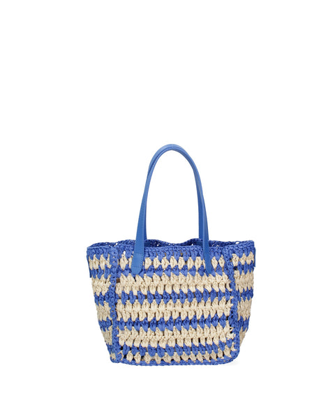 Blue Woven Straw Top Handle Handbag Made in Italy – G88A - Viola Castellani