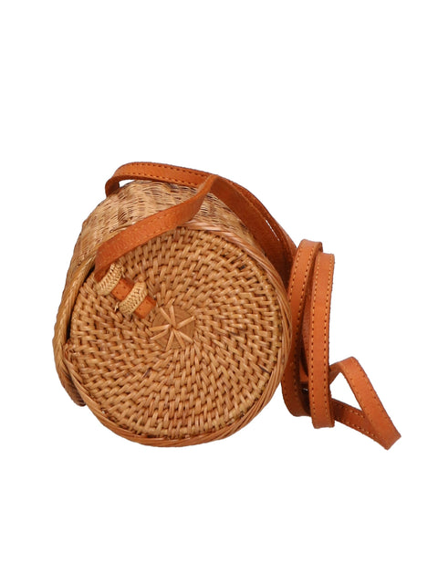 Women's Handwoven Rectangular Rattan Crossbody Bag with Leather Closure – Made in Italy - Gave Lux