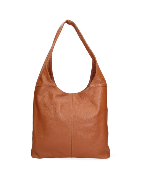Women's Double Compartment Leather Hobo Shoulder Bag with Pouch – Dark Tan – Made in Italy - Gave Lux