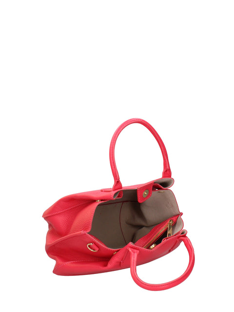 Women's Genuine Dollaro Leather Handbag – Azalea – Made in Italy - Chiara Ferretti
