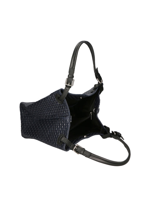 Women's Woven Suede Leather Shopper Bag – Blue – Made in Italy - Gave Lux