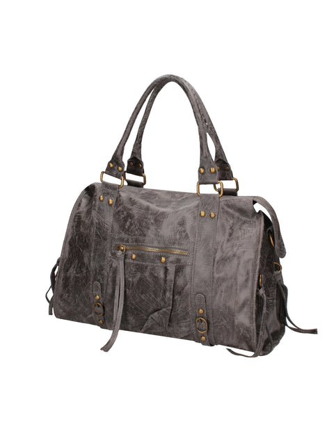 Women's Genuine Leather Shoulder Bag – Dark Grey – Made in Italy - Gave Lux