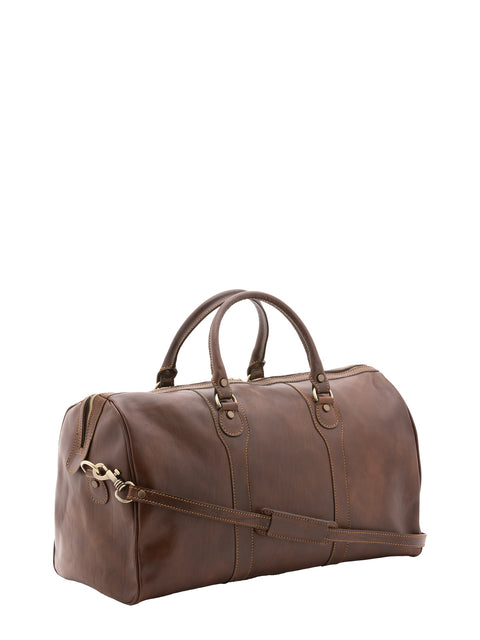 Extra Large Leather Travel Bag - Dark Brown - Alessia Firenze