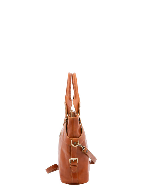 Women's Vacchetta Leather Double Handle Tote Bag – Cognac – Made in Italy - I Fratelli