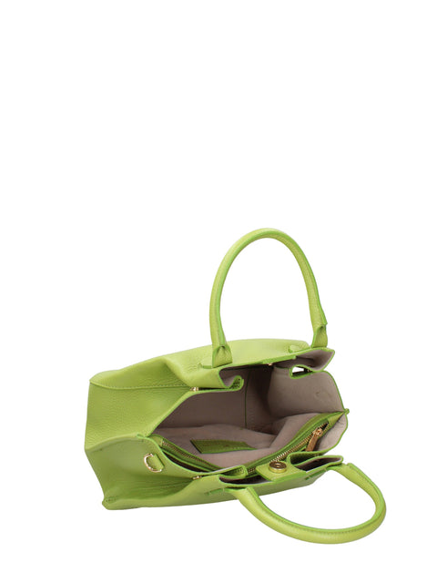 Women's Genuine Dollaro Leather Handbag – Green – Made in Italy - Chiara Ferretti
