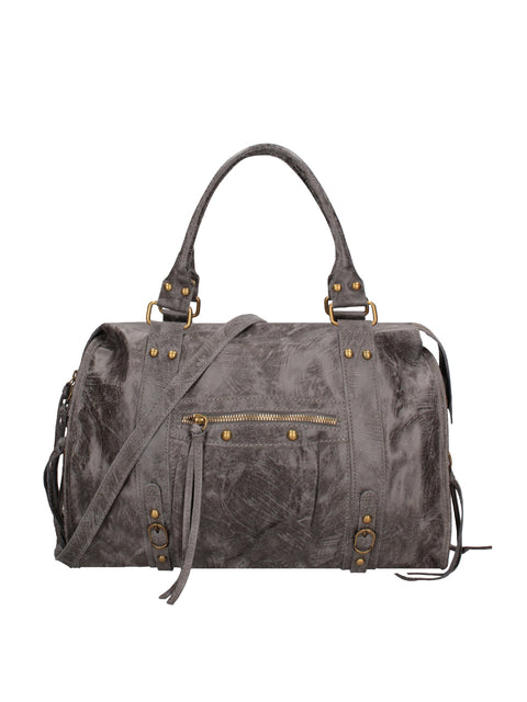Women's Genuine Leather Shoulder Bag – Dark Grey – Made in Italy - Gave Lux