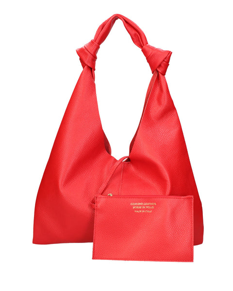 Red Genuine Leather Leather Shoulder Tote Bag Made in Italy – Red - Viola Castellani