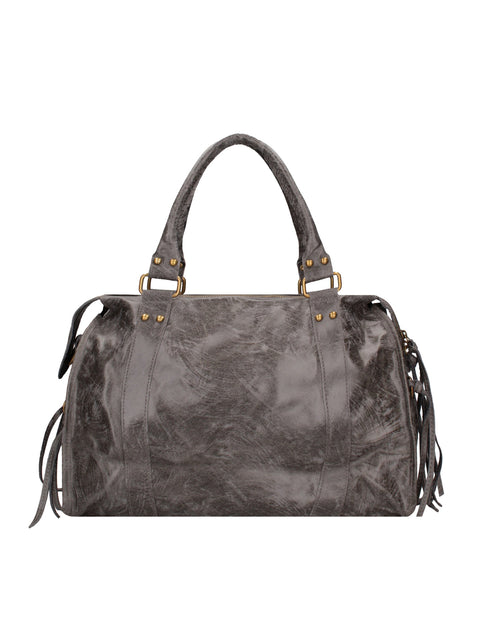 Women's Genuine Leather Shoulder Bag – Dark Grey – Made in Italy - Gave Lux