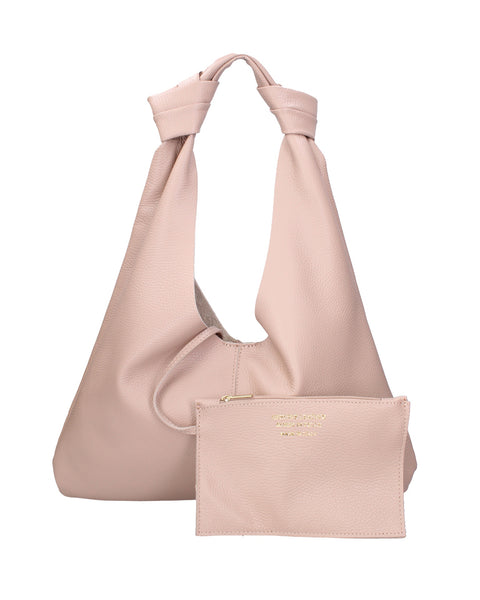 Genuine Leather Leather Shoulder Tote Bag Made in Italy – Blush Pink - Viola Castellani