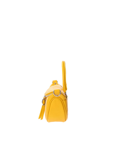 Yellow Genuine Leather Leather Top Handle Handbag Made in Italy – Yellow - Viola Castellani