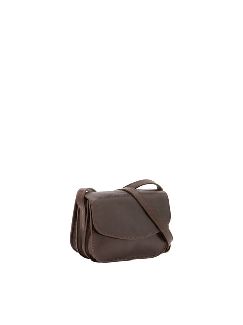 Women's Vacchetta Leather Triple Compartment Crossbody Bag – Dark Brown – Made in Italy - I Fratelli