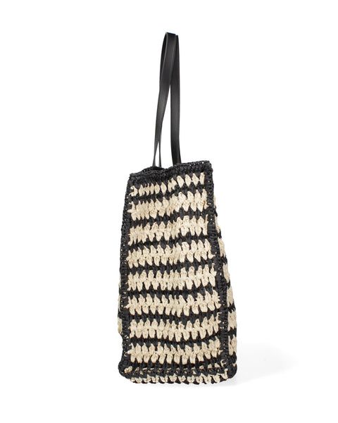 Black Woven Straw Shoulder Bag Made in Italy – G12 - Viola Castellani