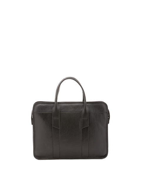 Classic Leather Tote Handbag - Black - Alessia Firenze