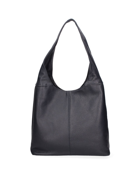 Women's Double Compartment Leather Hobo Shoulder Bag with Pouch – Midnight Blue – Made in Italy - Gave Lux