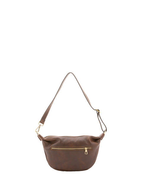 Classic Leather Crossbody Bag - Dark Brown - Alessia Firenze