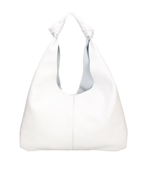 White Genuine Leather Leather Shoulder Tote Bag Made in Italy – White - Viola Castellani