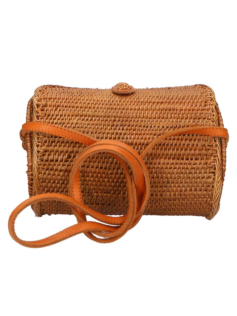 Women's Handwoven Rattan Shoulder Bag with Leather Closure – Made in Italy - Gave Lux