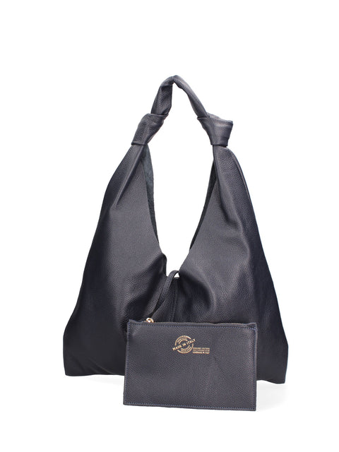 Blue Genuine Leather Leather Shoulder Tote Bag Made in Italy – Scuro - Viola Castellani