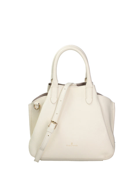 Women's Genuine Dollaro Leather Handbag – Off White – Made in Italy - Chiara Ferretti