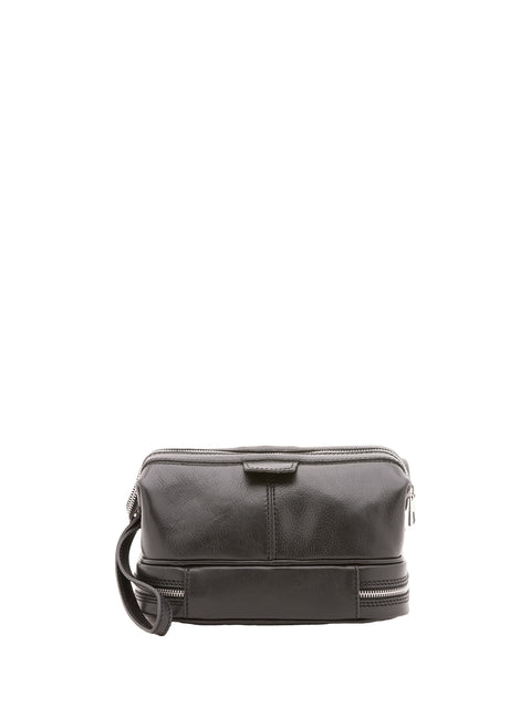 Leather Travel Clutch Bag - Black - Alessia Firenze
