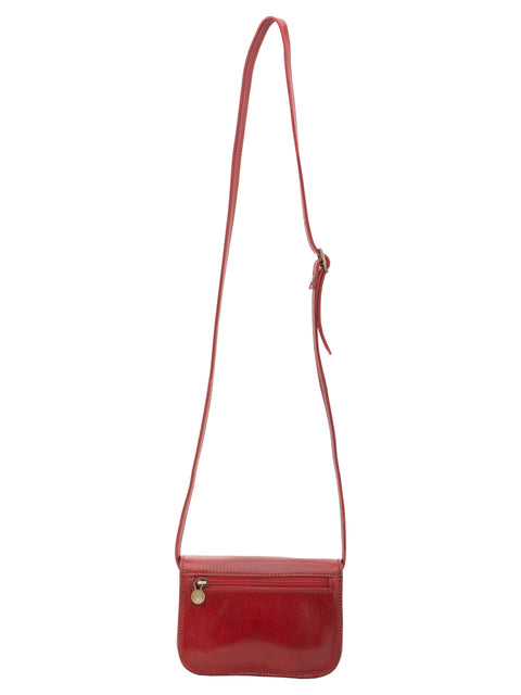 Women's Vacchetta Leather Mini Triple Compartment Crossbody Bag – Red – Made in Italy - I Fratelli