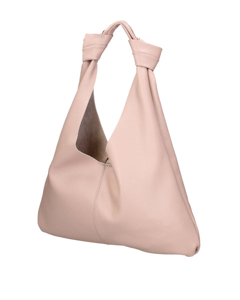 Genuine Leather Leather Shoulder Tote Bag Made in Italy – Blush Pink - Viola Castellani