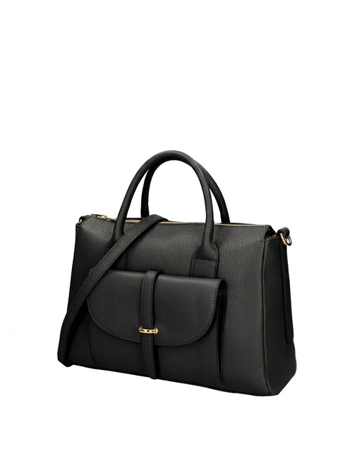 Women's Genuine Leather Handbag – Black D28 - Chiara Ferretti